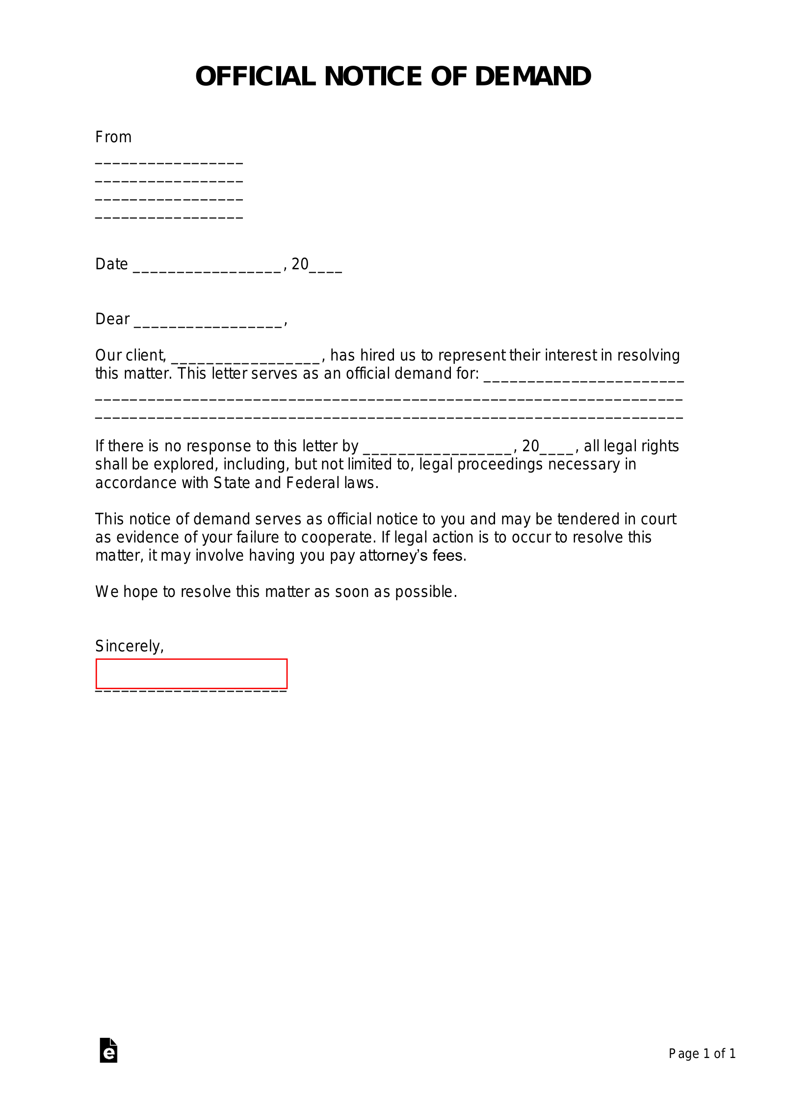 Example Of A Demand Letter From An Attorney from eforms.com