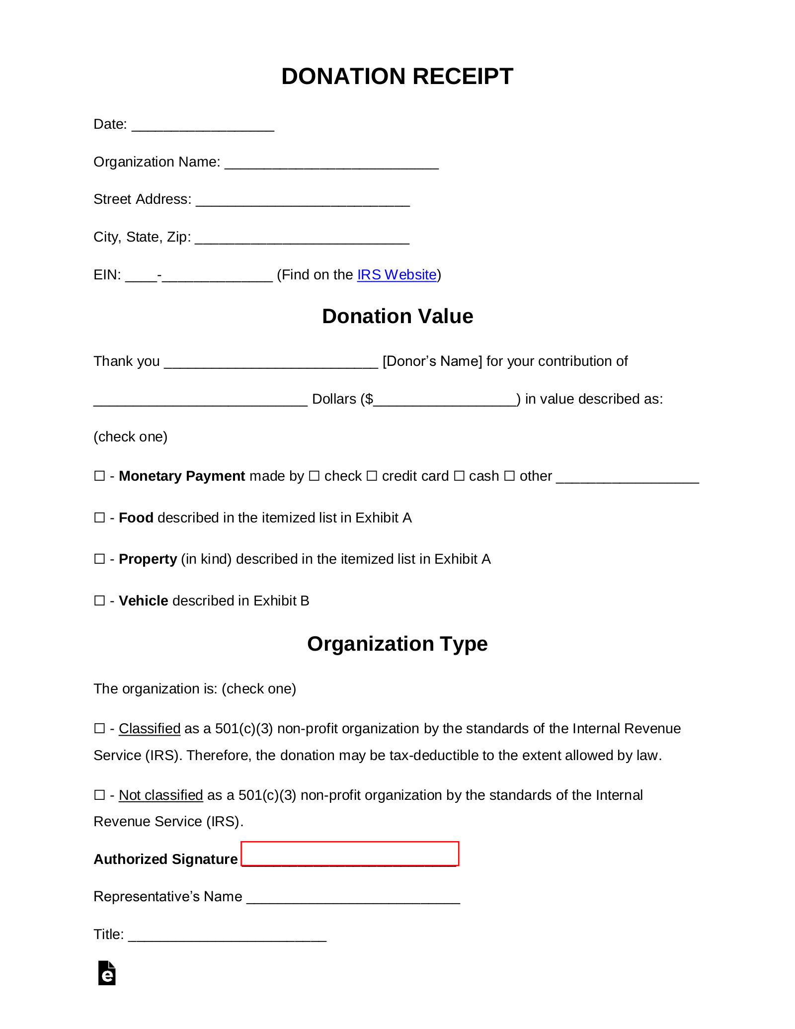 Donation Receipt Template