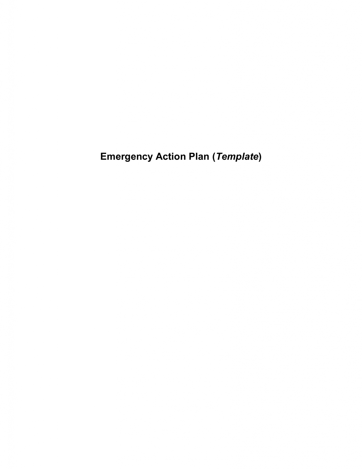 Free Emergency Action Plan Template - PDF – eForms