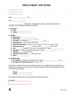 Employment Offer Letter Template | Sample