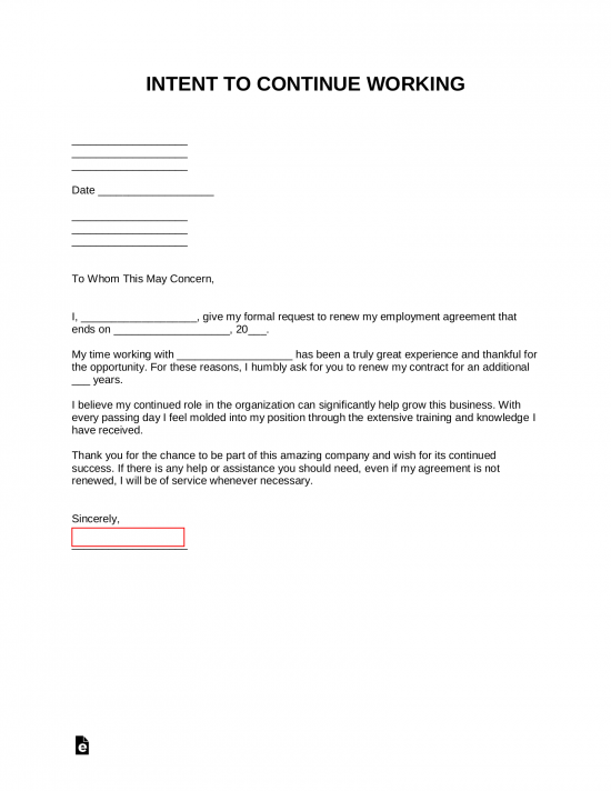 Free Continue Working Letter Of Intent Template Sample Pdf Word