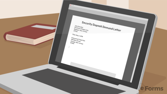 macbook screen showing security deposit demand letter in progress