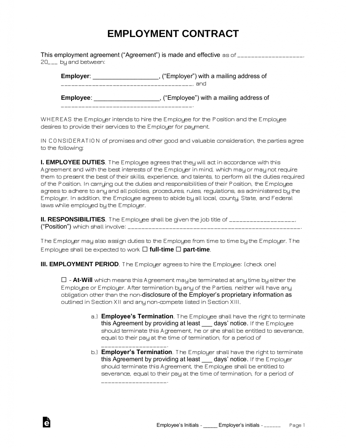 free-employment-contract-templates-pdf-word-eforms