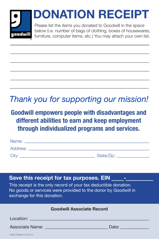 free goodwill donation receipt template pdf eforms