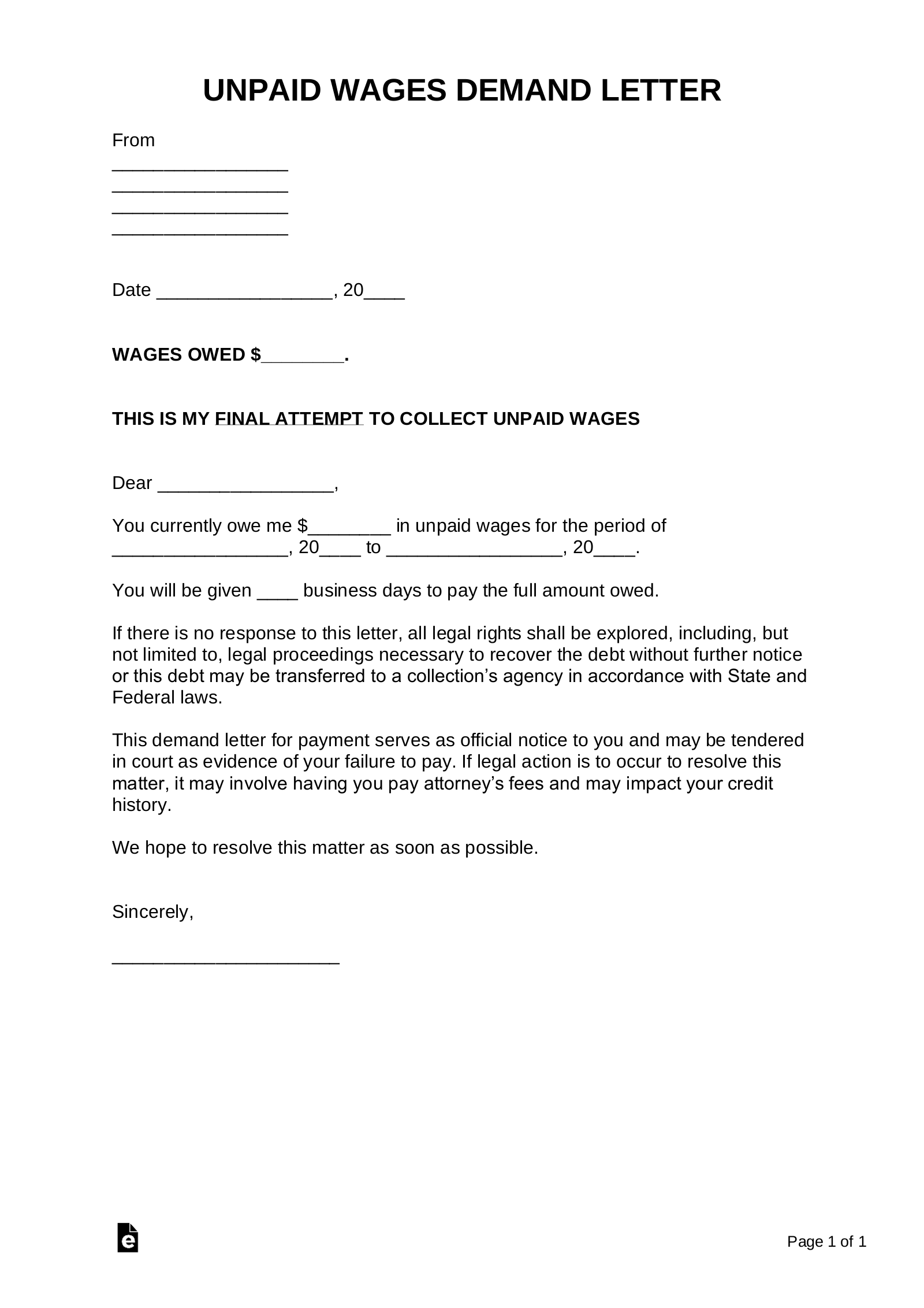 Free Demand Letter Templates PDF Word EForms