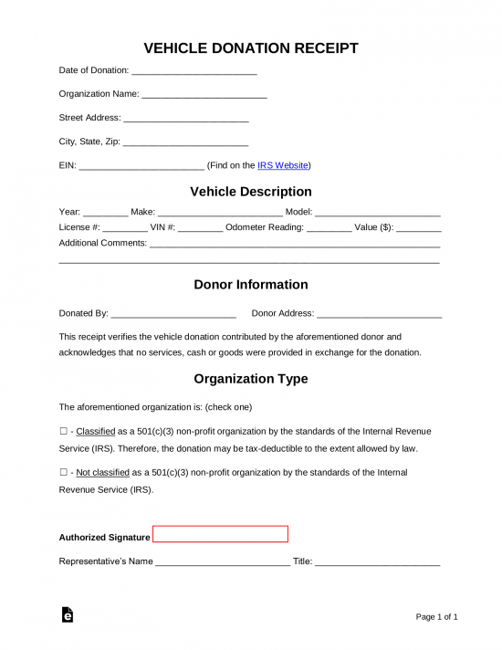 free vehicle donation receipt template sample pdf