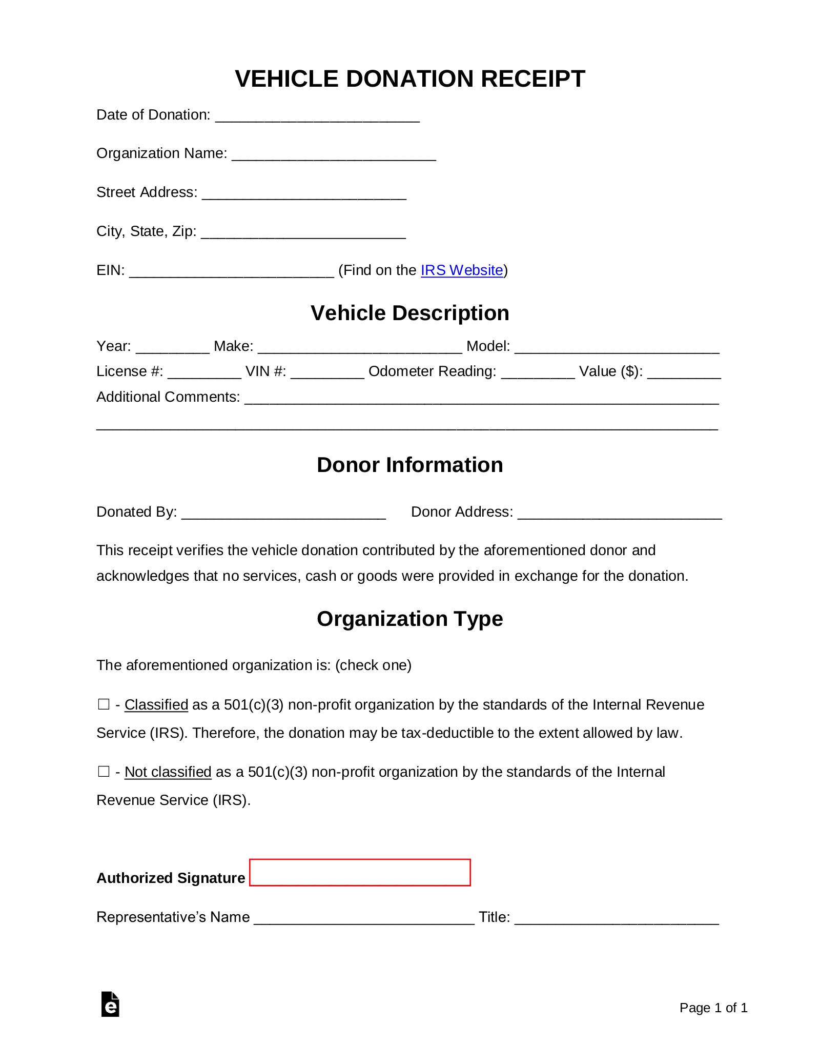 Free Vehicle Donation Receipt Template - Sample - PDF  Word – eForms