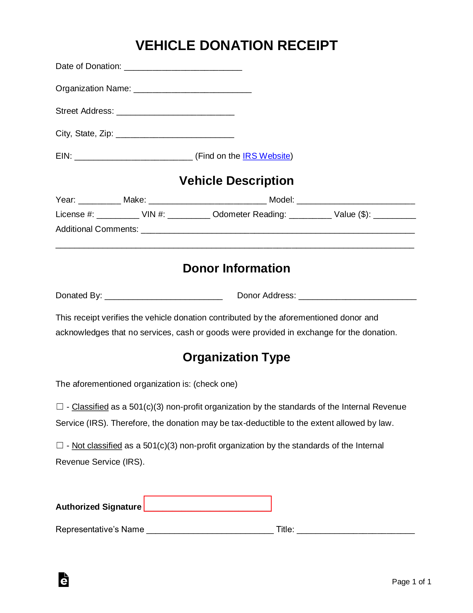 Free Vehicle Donation Receipt Template - Sample - PDF ...