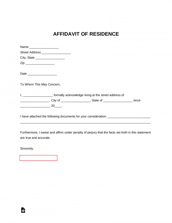 Free Notary Proof Of Residency Letter PDF Word EForms