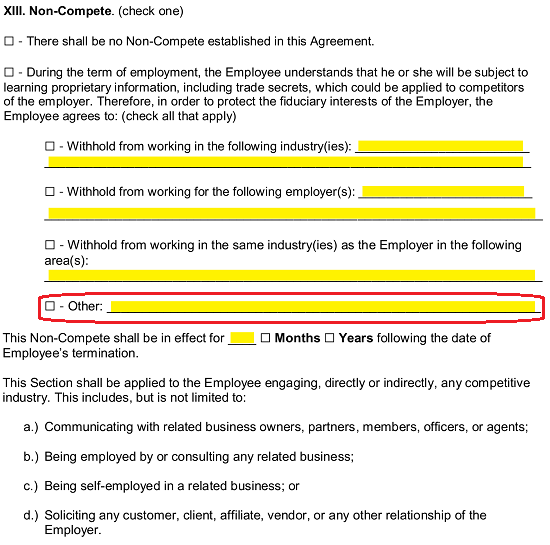 AtWill Employment Contract Template eForms