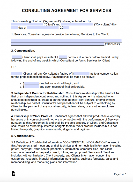 Free Consulting Agreement Template (with Retainer) - PDF | Word – eForms