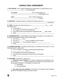 Consulting Agreement Template (with Retainer)