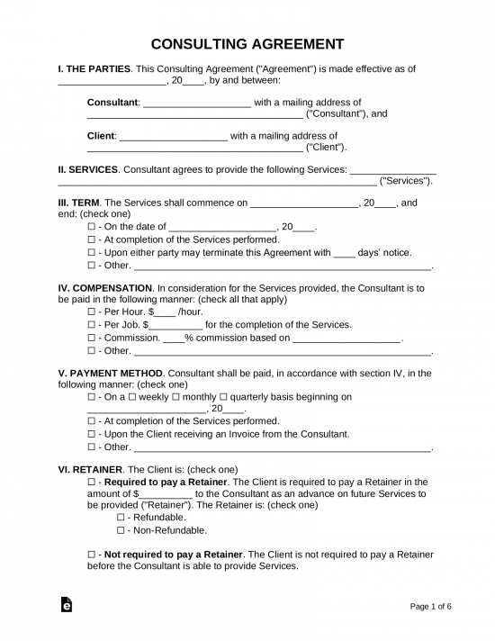 Free Consulting Agreement Template (incl Retainer) PDF Word eForms