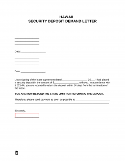 Hawaii Security Deposit Demand Letter