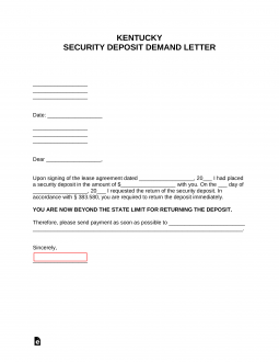 Kentucky Security Deposit Demand Letter