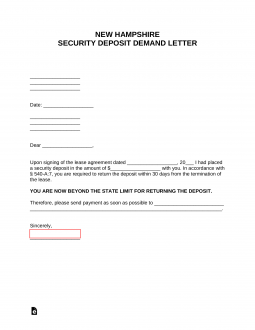 New Hampshire Security Deposit Demand Letter