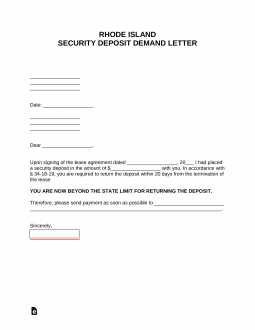 Rhode Island Security Deposit Demand Letter