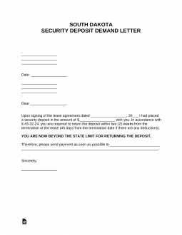 South Dakota Security Deposit Demand Letter