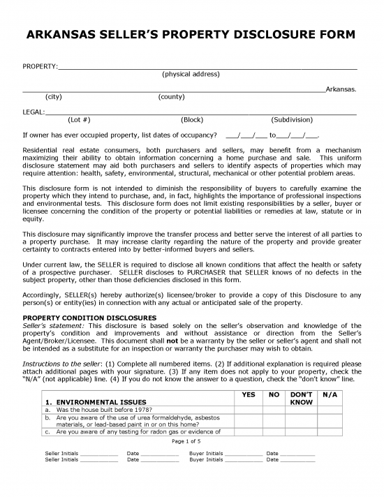 Free Arkansas Residential Purchase Agreement Template PDF Word eForms