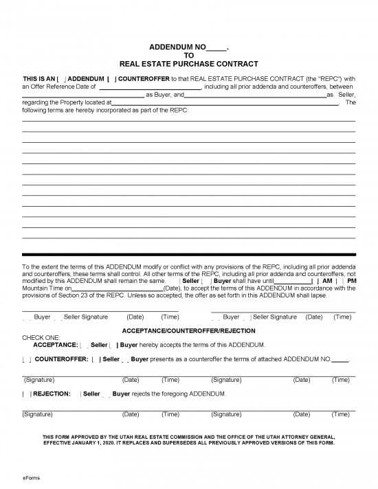 Free Utah Residential Purchase and Sale Agreement - PDF | Word – eForms