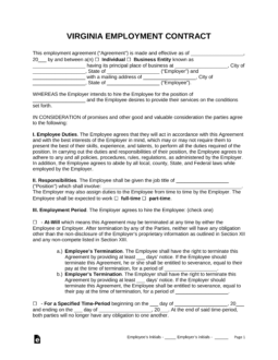 Virginia Employment Contract Templates (4)