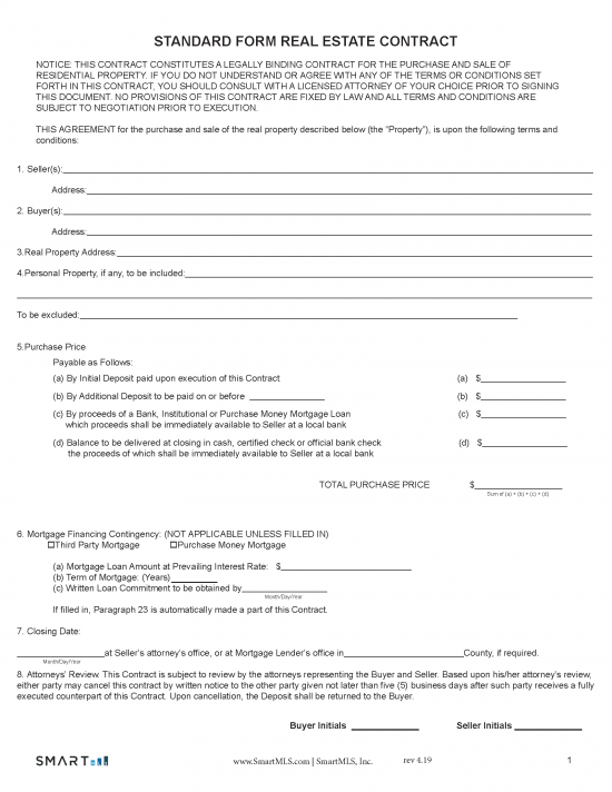 Free Connecticut Residential Purchase and Sale Agreement - PDF | Word ...