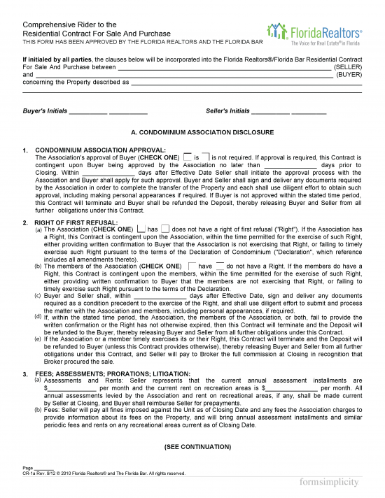 Free Florida Residential Purchase Agreement Template - PDF | Word – eForms