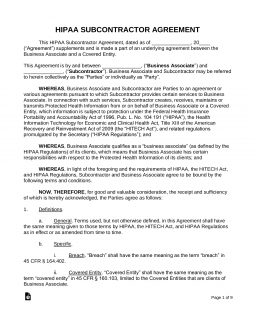 HIPAA Subcontractor Agreement Template
