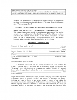 Free New York Residential Real Estate Purchase And Sale Agreement - PDF ...