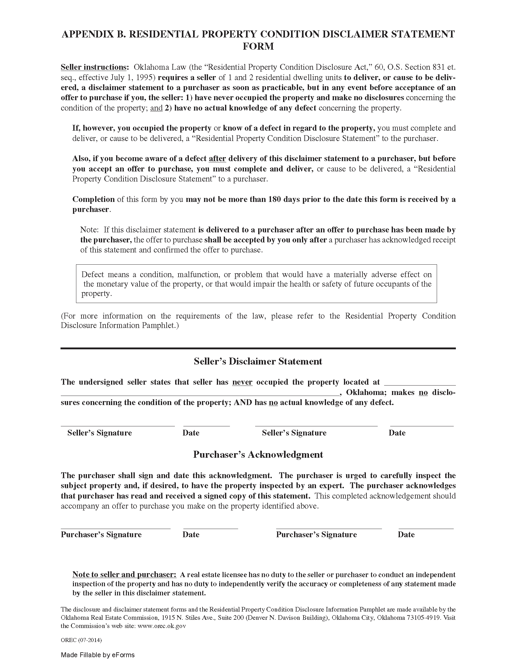 Free Oklahoma Residential Purchase Agreement Template - PDF | Word – eForms