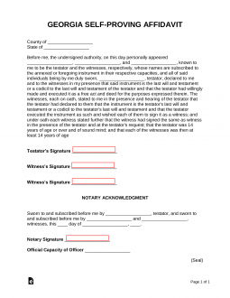 proving self affidavit georgia form word eforms odt pdf