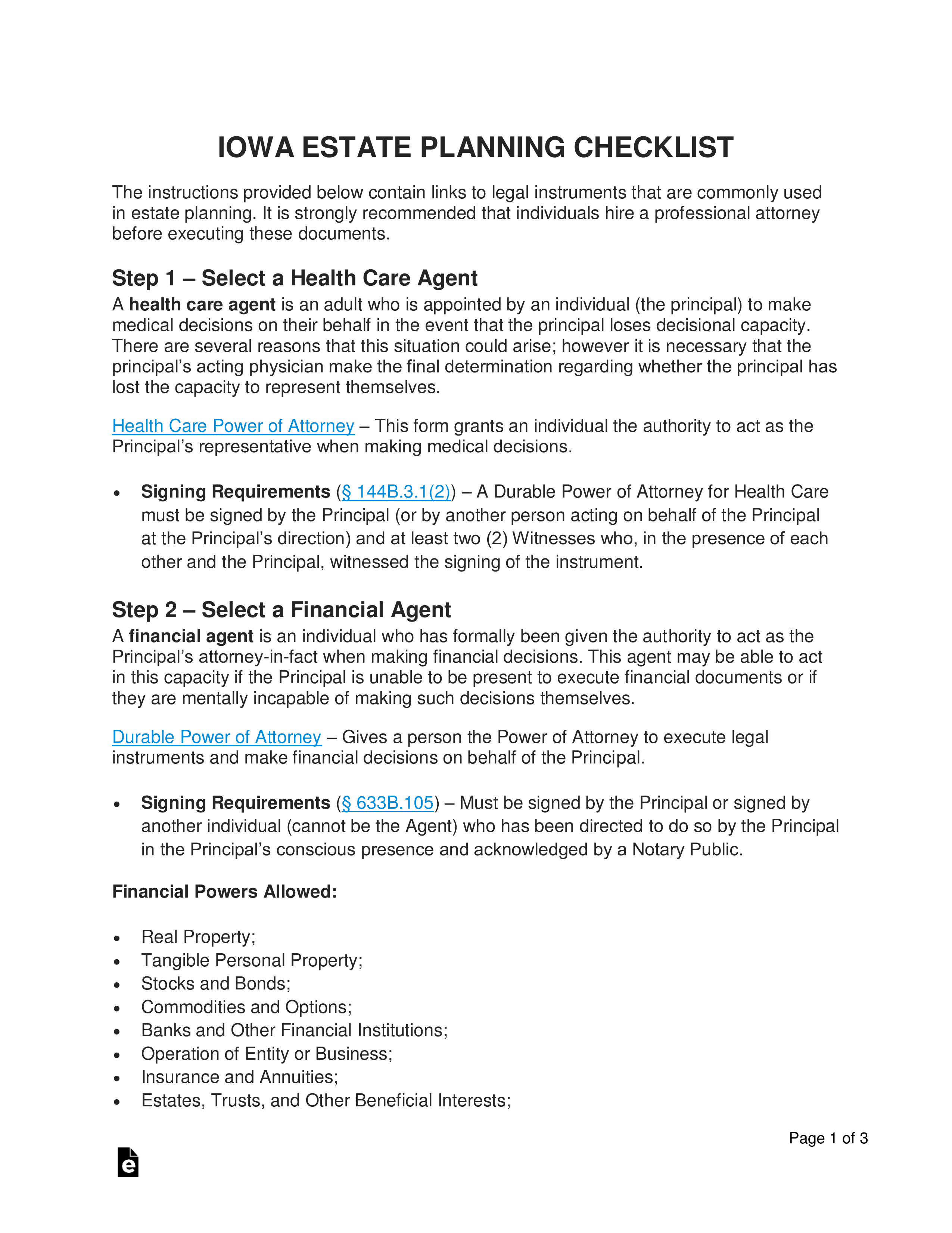 estate planning information checklist