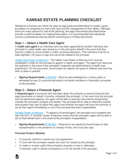 Kansas Estate Planning Checklist