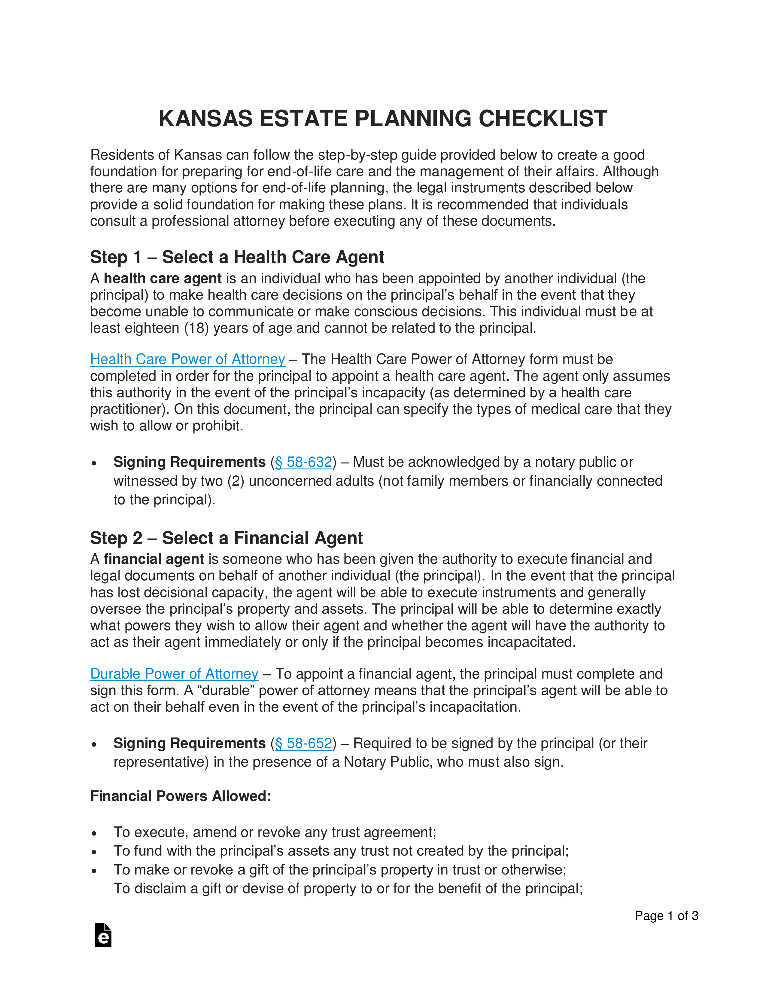 Kansas Estate Planning Checklist