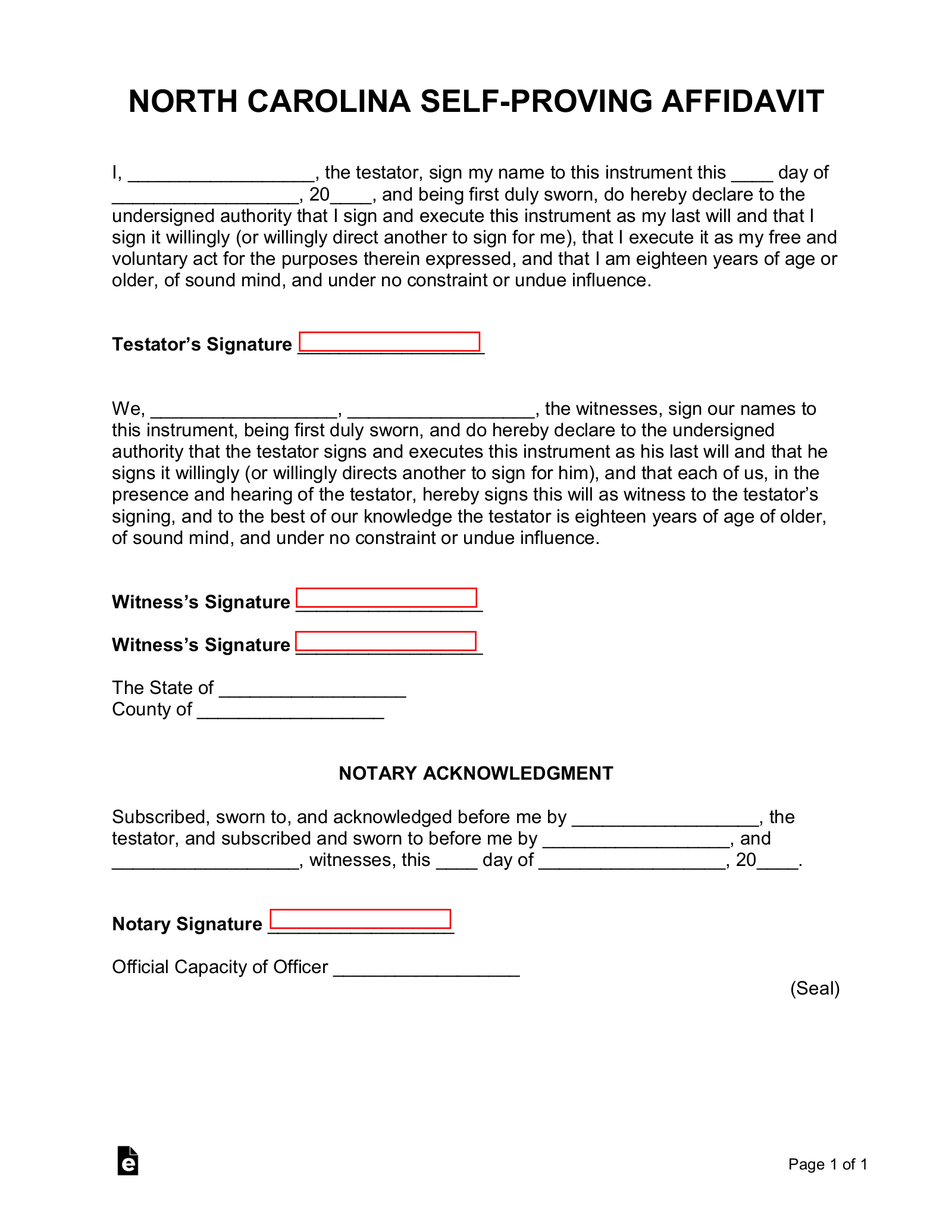 Free Legal Printable North Carolina Last Will And Testament Forms 