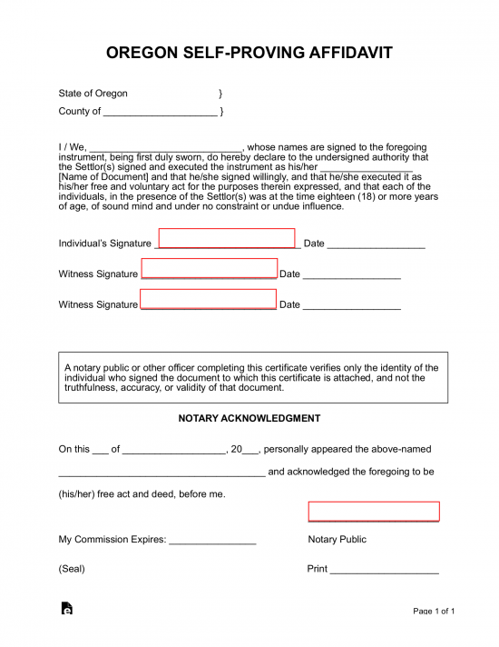 Free Oregon Self-Proving Affidavit Form - PDF | Word – eForms