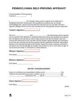 Pennsylvania Self-Proving Affidavit Form