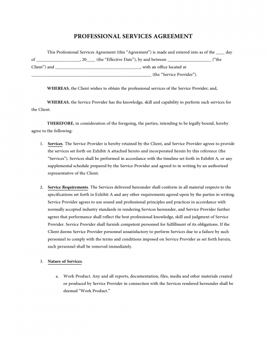 Professional Services Subcontractor Agreement