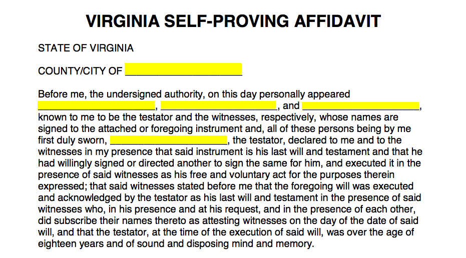 Free Virginia Self Proving Affidavit Form Pdf Word Eforms 3549
