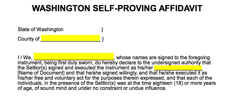 Free Washington Self Proving Affidavit Form Pdf Word Eforms 1130
