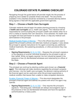 Colorado Estate Planning Checklist