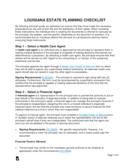 Louisiana Estate Planning Checklist