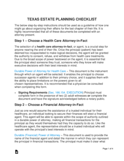 Texas Estate Planning Checklist