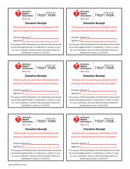 American Heart Assoc. Donation Receipt Template