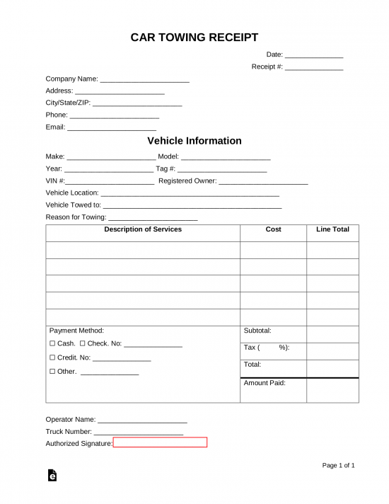 Towing Receipt Template Free FREE PRINTABLE TEMPLATES