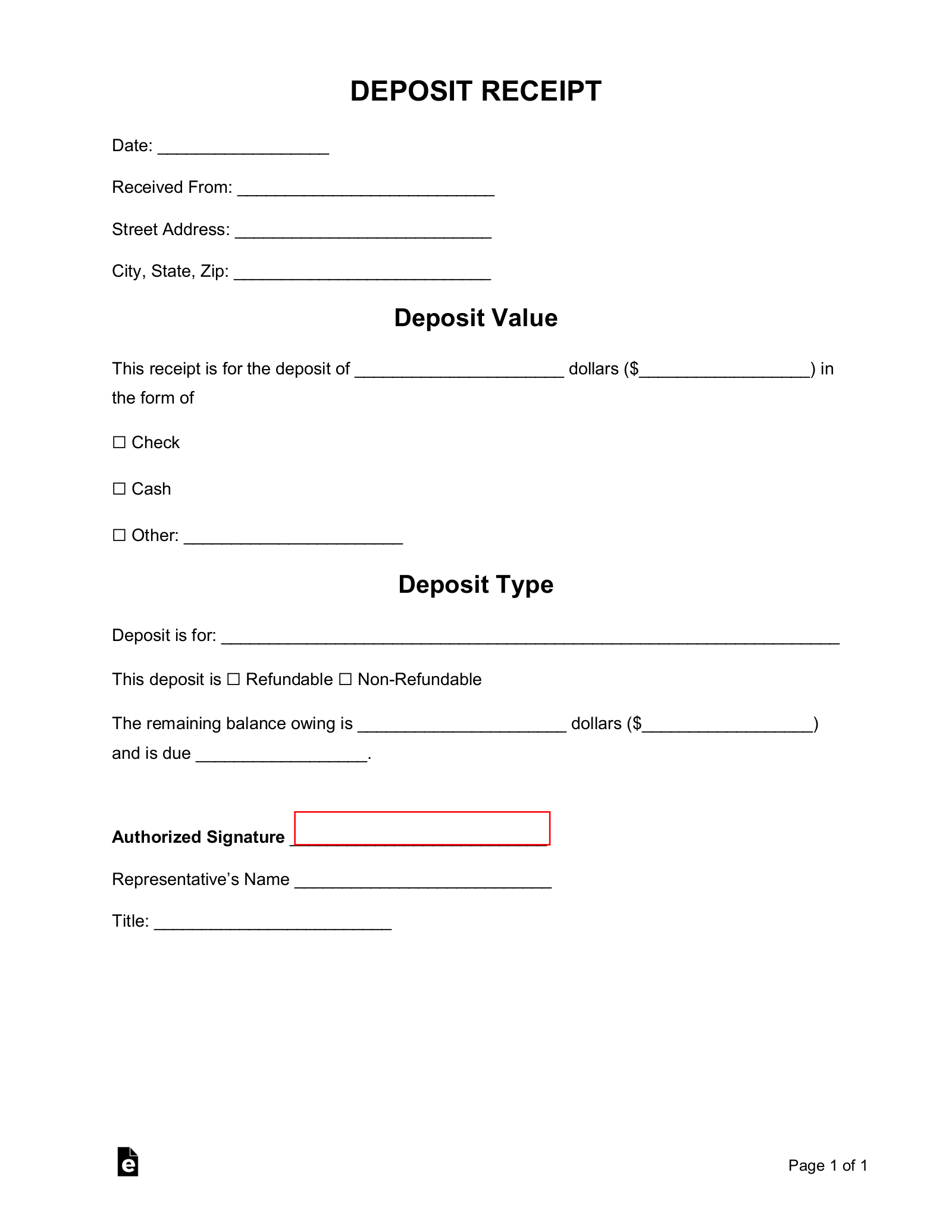 Free Deposit Receipt Templates 10 PDF Word EForms