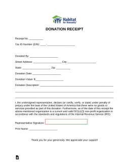 Habitat for Humanity Donation Receipt Template