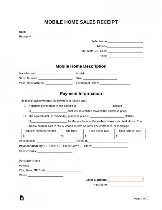 free-mobile-home-sale-receipt-template-pdf-word-eforms