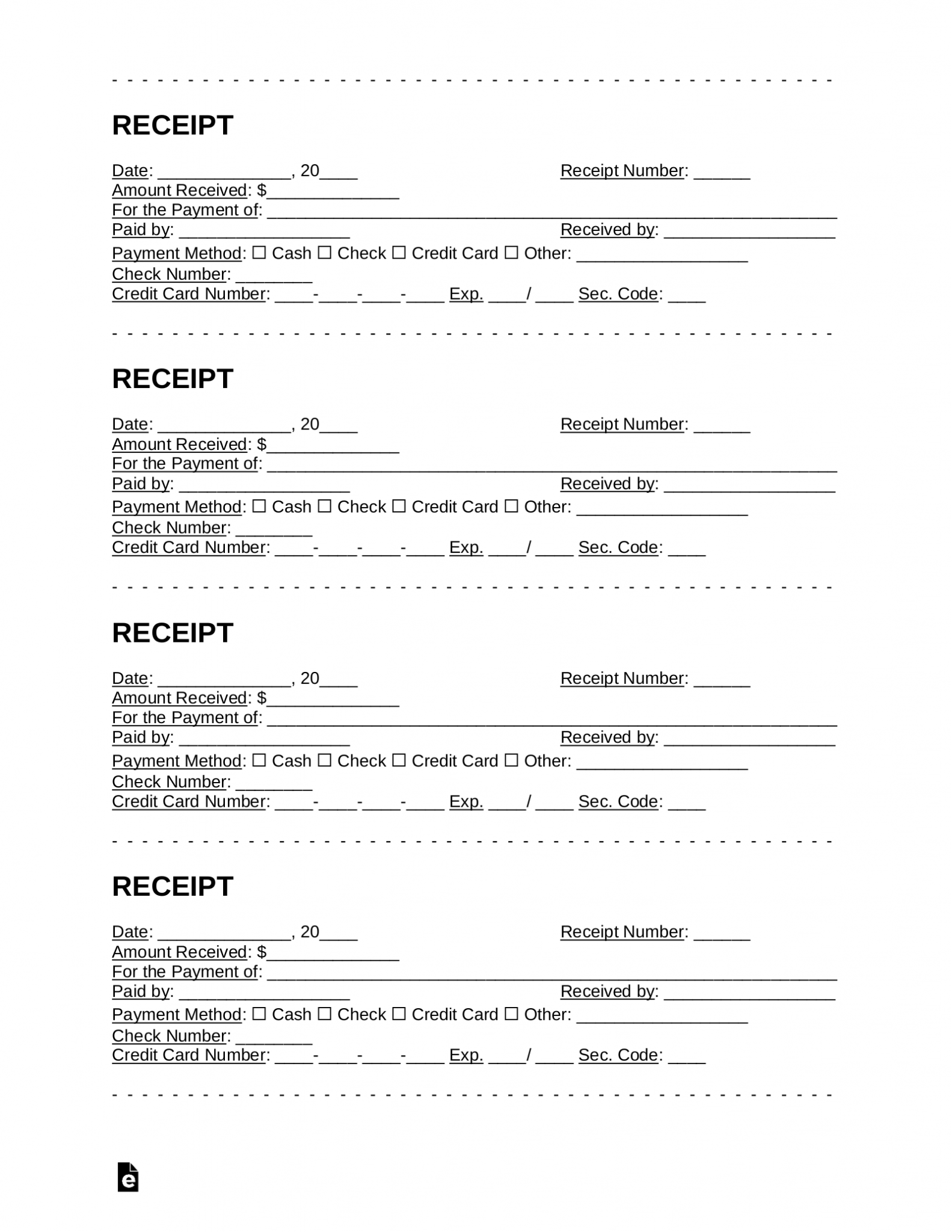 Free Receipt Templates (18) | Samples - PDF | Word – eForms