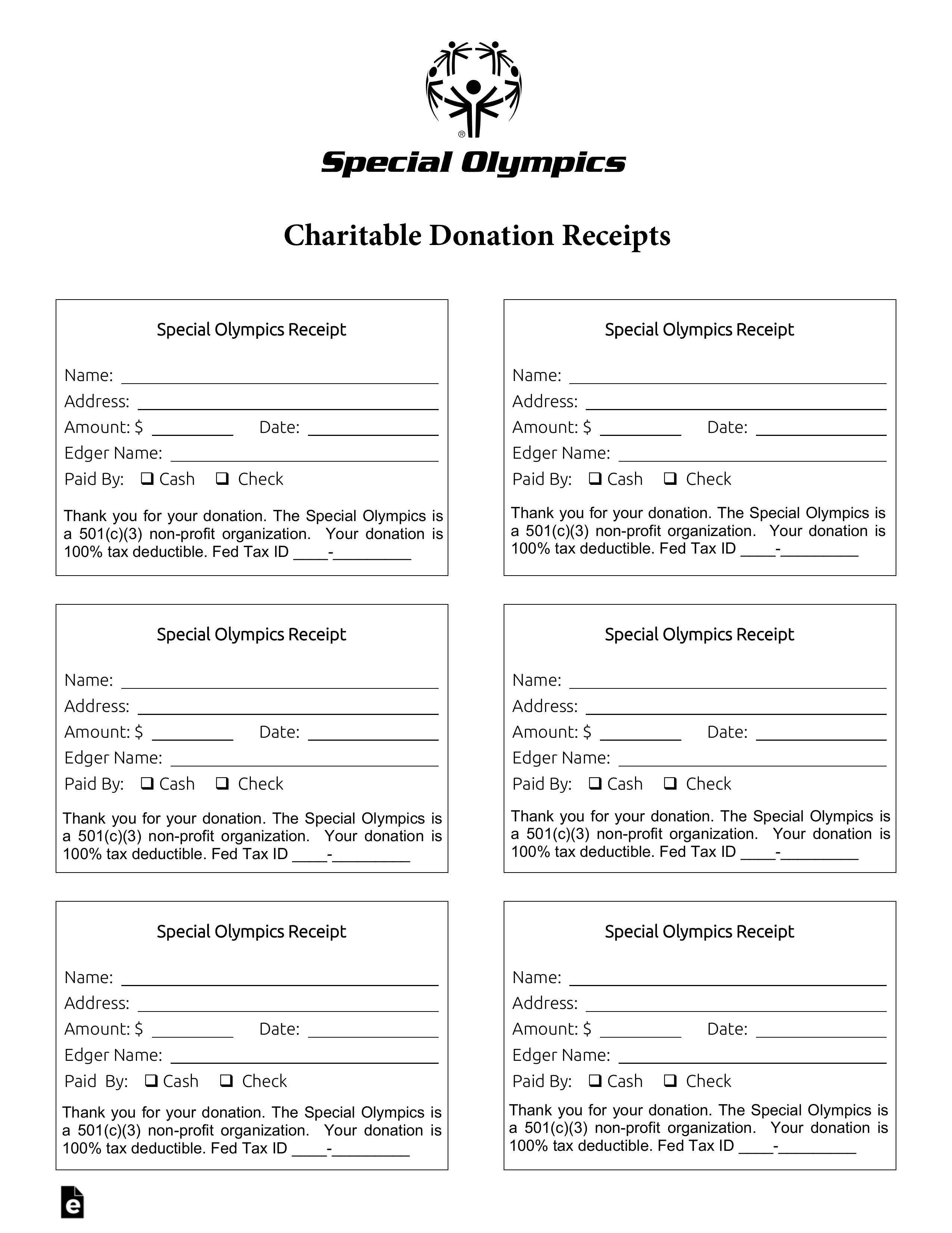 free special olympics donation receipt template pdf eforms